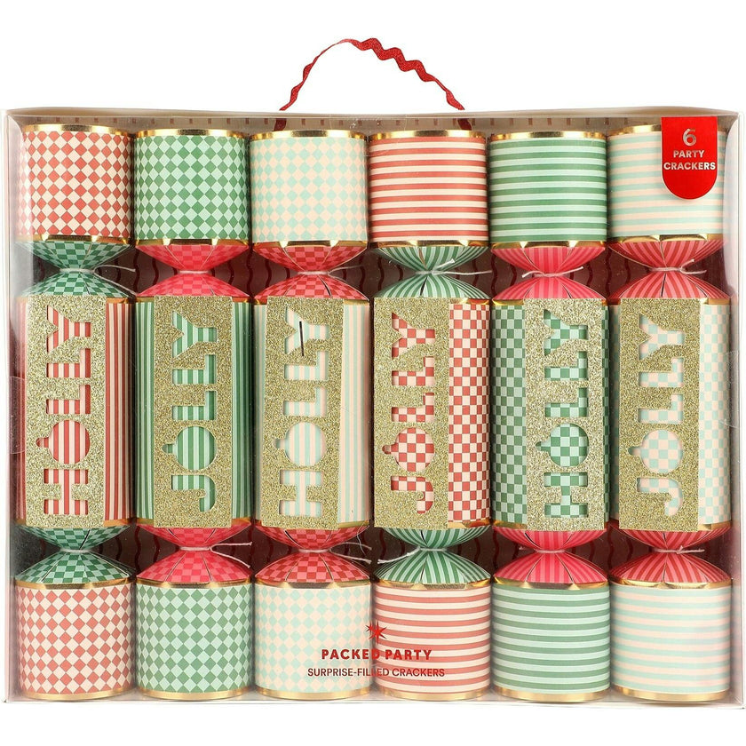 Holly Jolly Holiday Crackers (Set of 6)