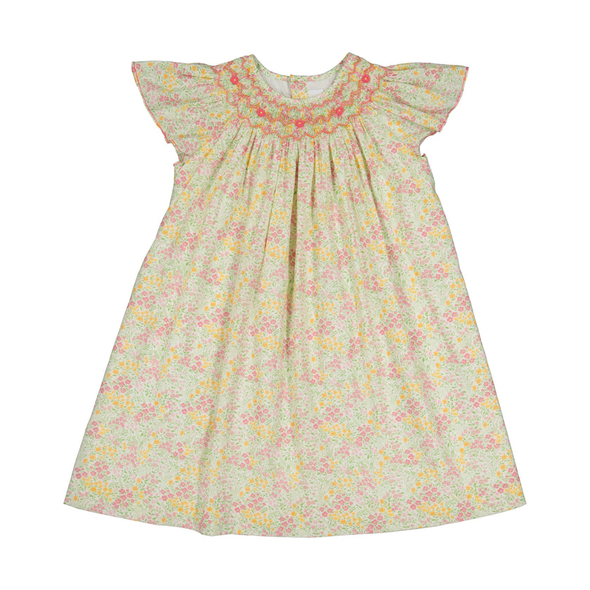 Prune Floral Frills Bishop Dress