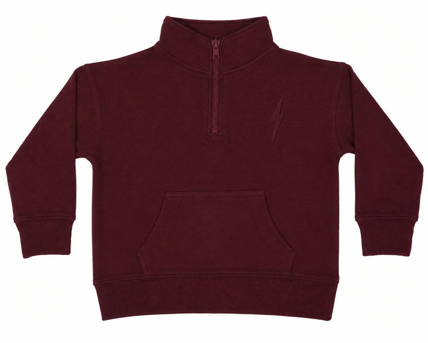 Kids Quarter Zip Sweatshirt - Burgundy