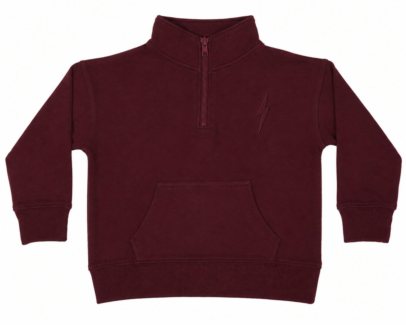 Kids Quarter Zip Sweatshirt - Burgundy