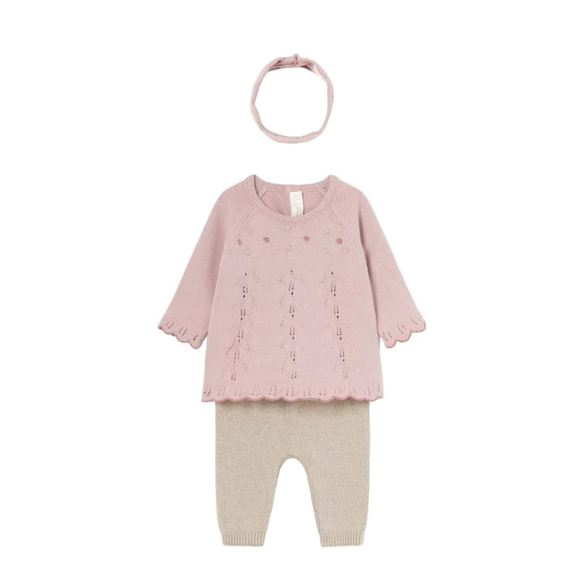 Newborn Girl 3 Piece Knit Set