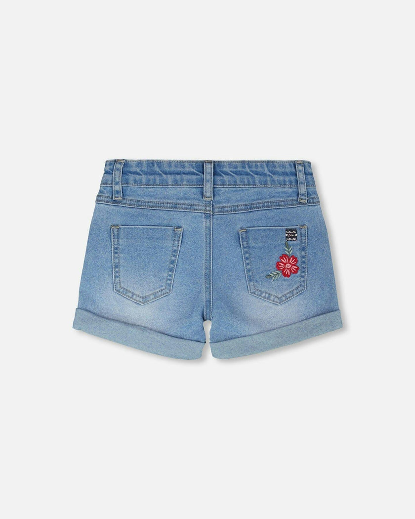Denim Shorts With Embroidery