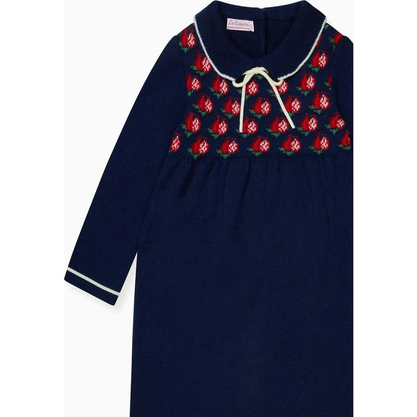 Navy Pomegranate Merino Girl Knitted Dress