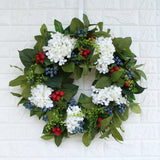 Williamsburg Style Americana Fruit Wreath with Hydrangea, Raspberry & Blueberry Summer Front Door Wreath