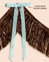 Espresso Bow Banner - fringe + velvet bows