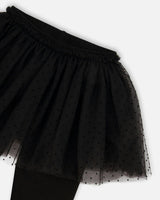 Leggings With Tulle Skirt Black