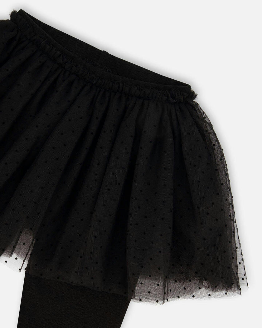 Leggings With Tulle Skirt Black