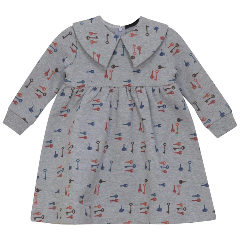 Key Print French Fleece Dress