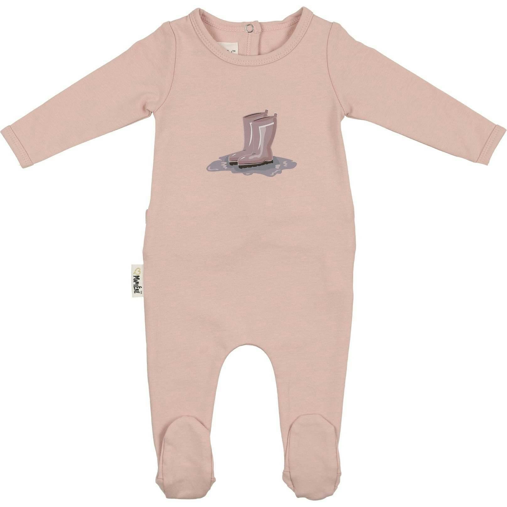 Rain Boot Print Footie and Beanie Set