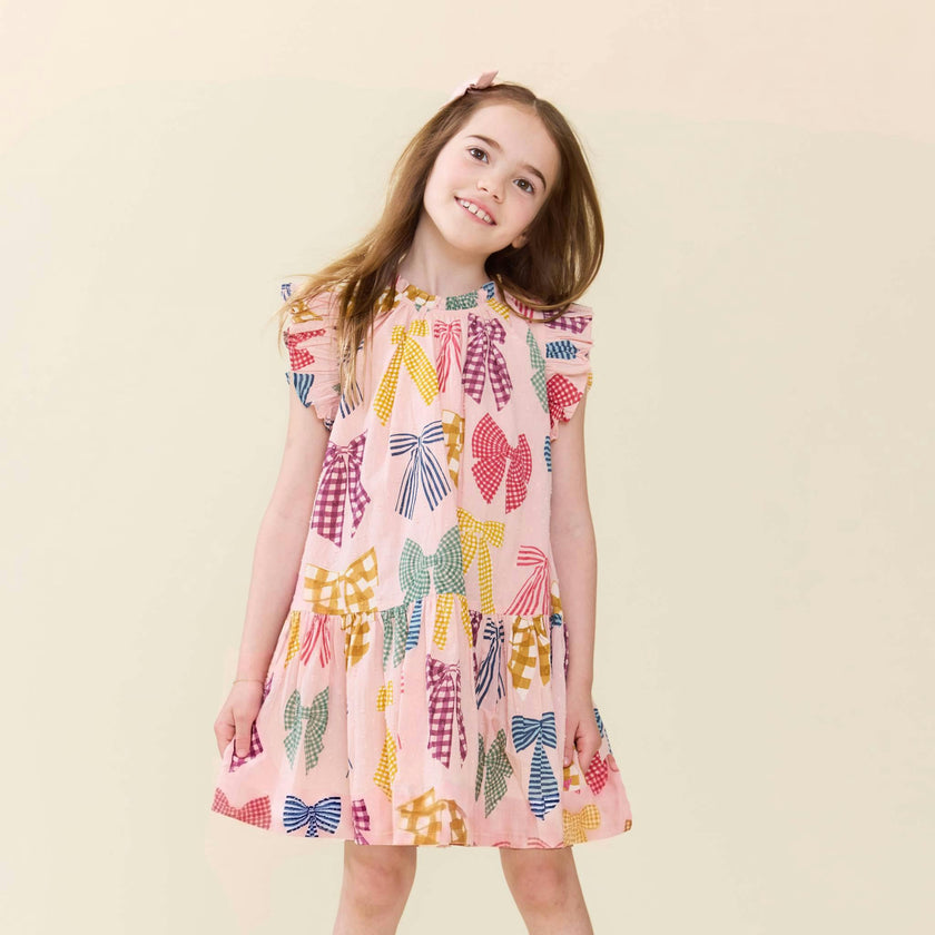 Girls Harper Dress - Patterned Bows
