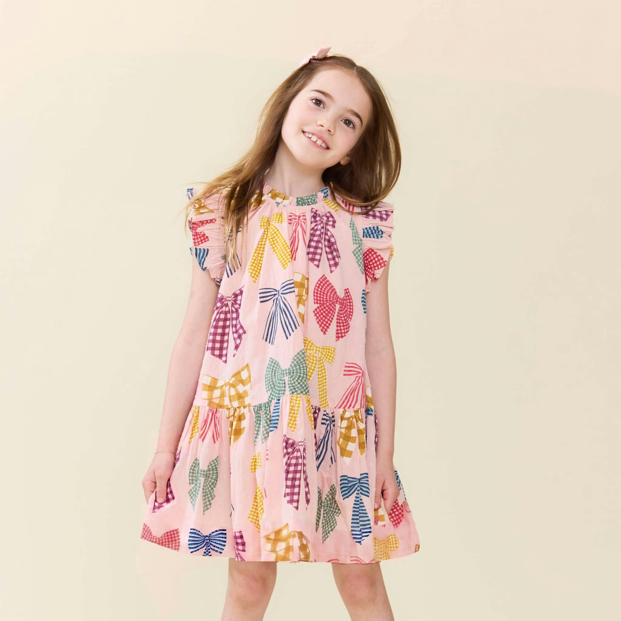 Girls Harper Dress - Patterned Bows