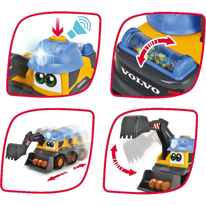 Dickie Toys: ABC Volvo Danny Digger - Yellow & Blue - Light Up & 5 Sounds