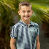 Match Point Polo in Huntington Green & Navy Stripe