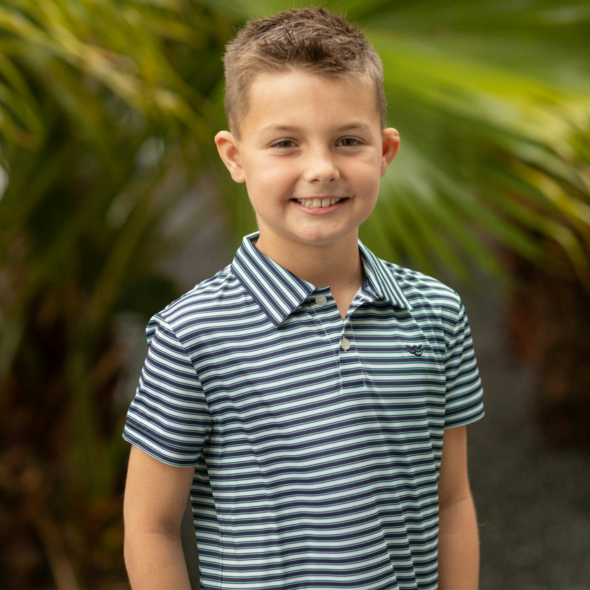 Match Point Polo in Huntington Green & Navy Stripe