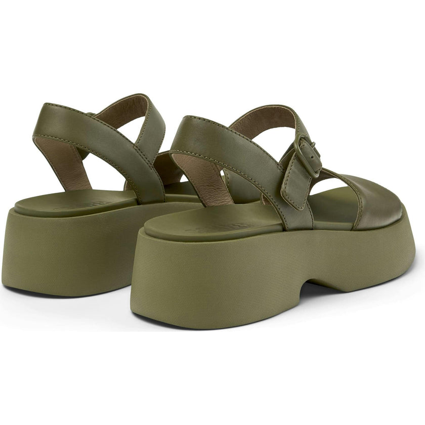 Oruga Calfskin Leather Flexible Sandals, Green