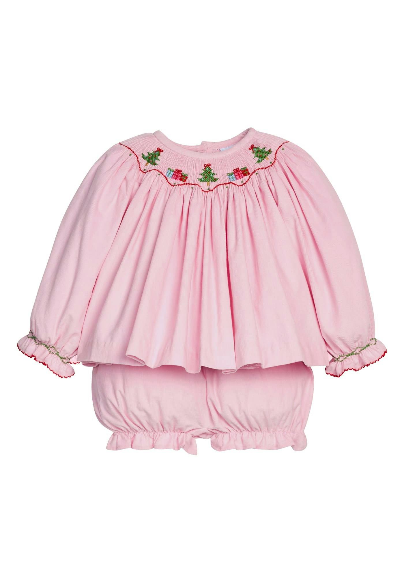 Smocked Bishop Bloomer Set - Holly Days