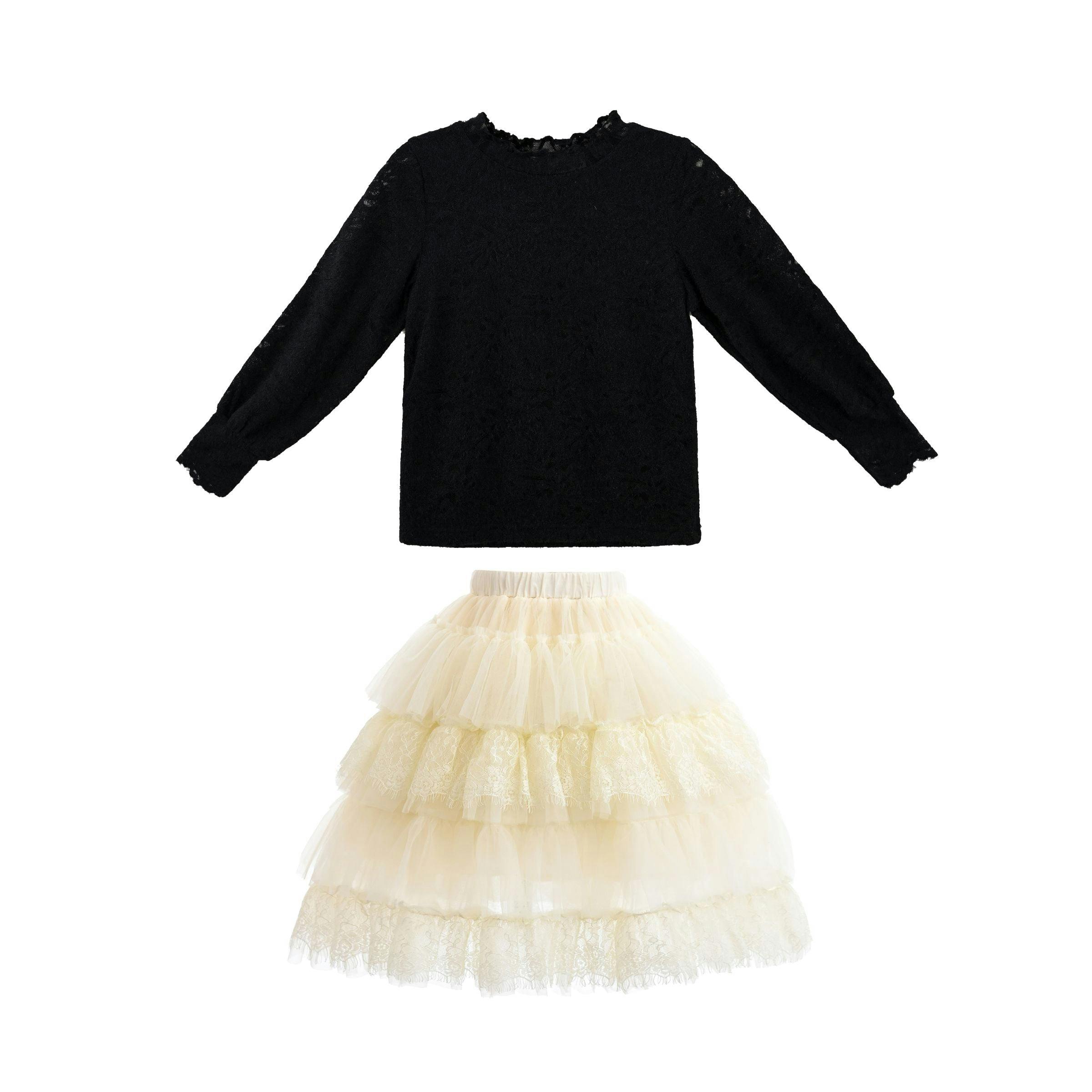 Black Knit Top with Tulle Skirt
