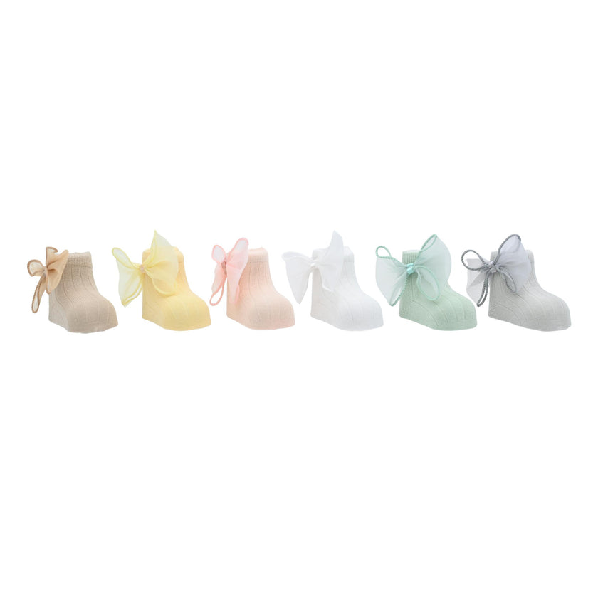 Cotton Tulle Bow Socks Set
