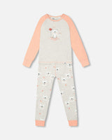 Organic Cotton Long Sleeve Printed Bears One Piece Pajama Oatmeal Mix