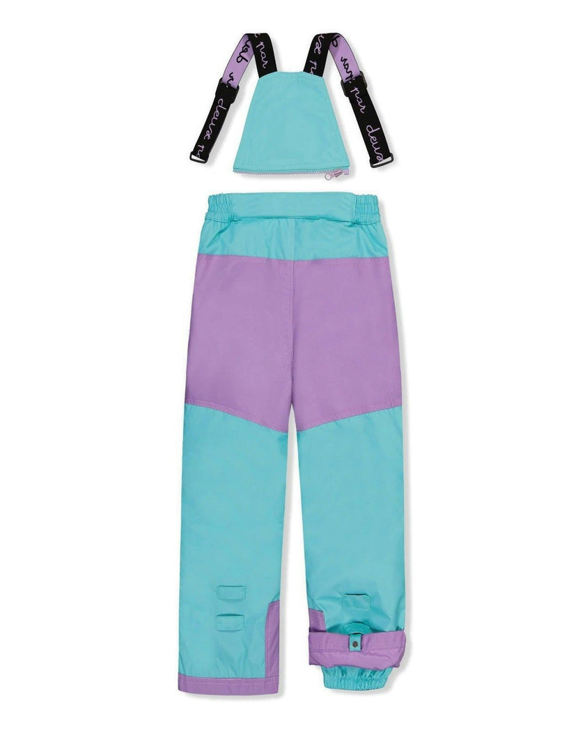 Two Piece Play Snowsuit Multicolored With A Diamond Pattern With Turquoise And Purple Pants