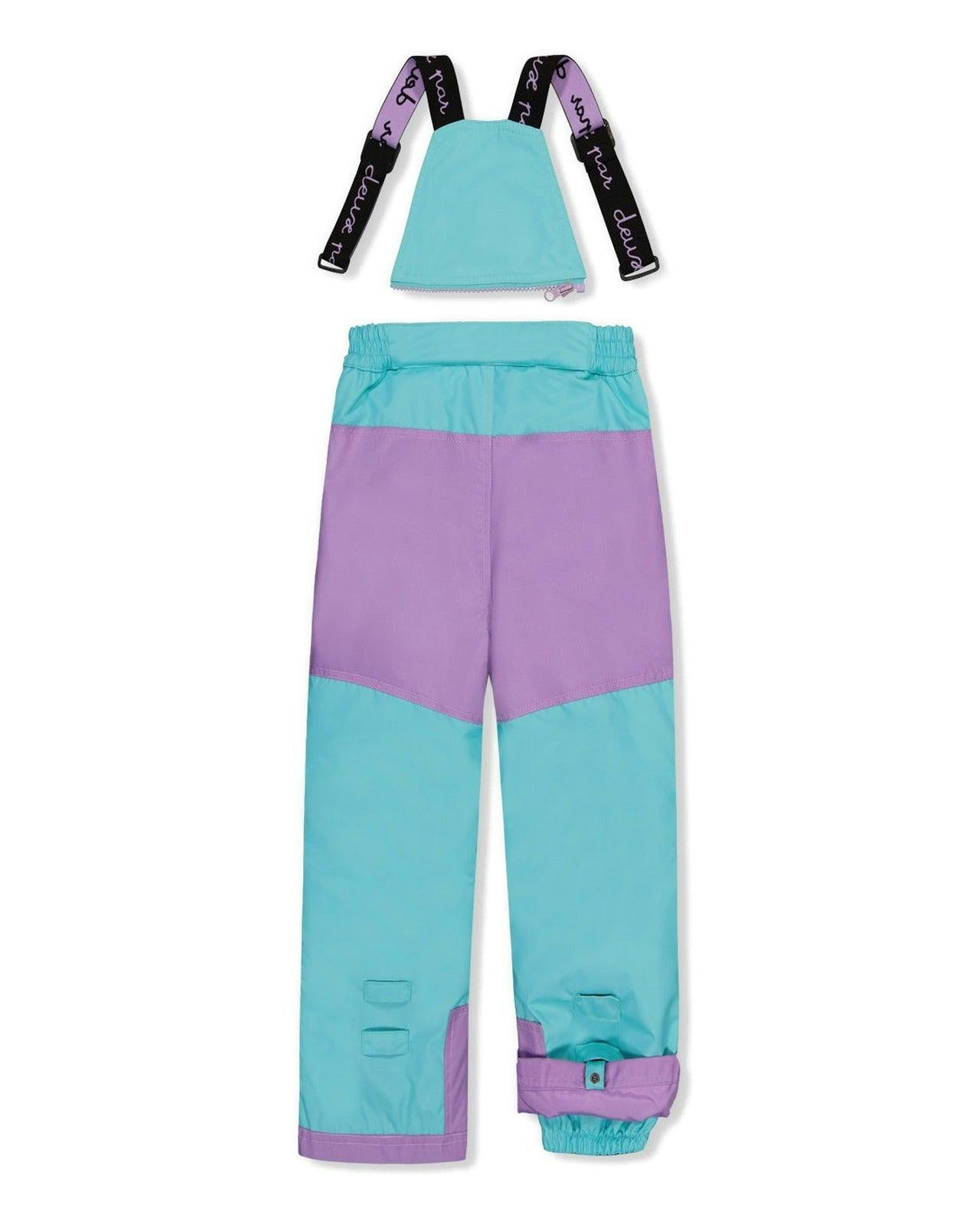 Two Piece Play Snowsuit Multicolored With A Diamond Pattern With Turquoise And Purple Pants