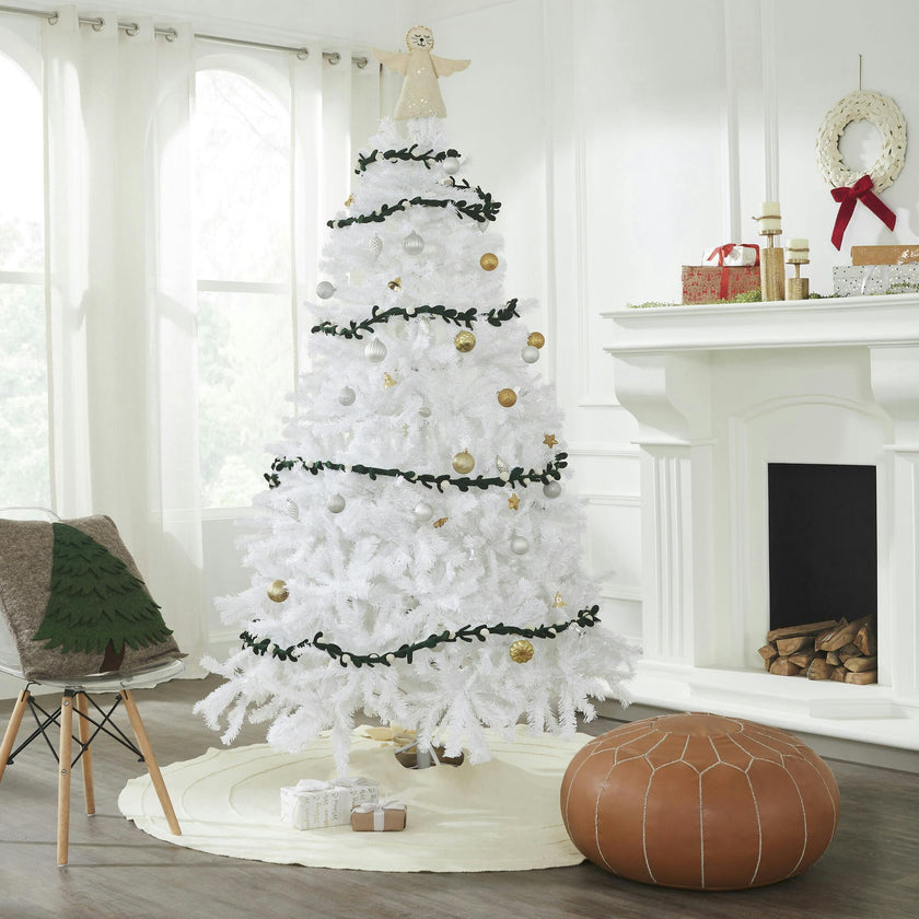 Handmade Christmas Garland and Bunting - Cream Velvet Balls and Felt Mistletoe - 6'