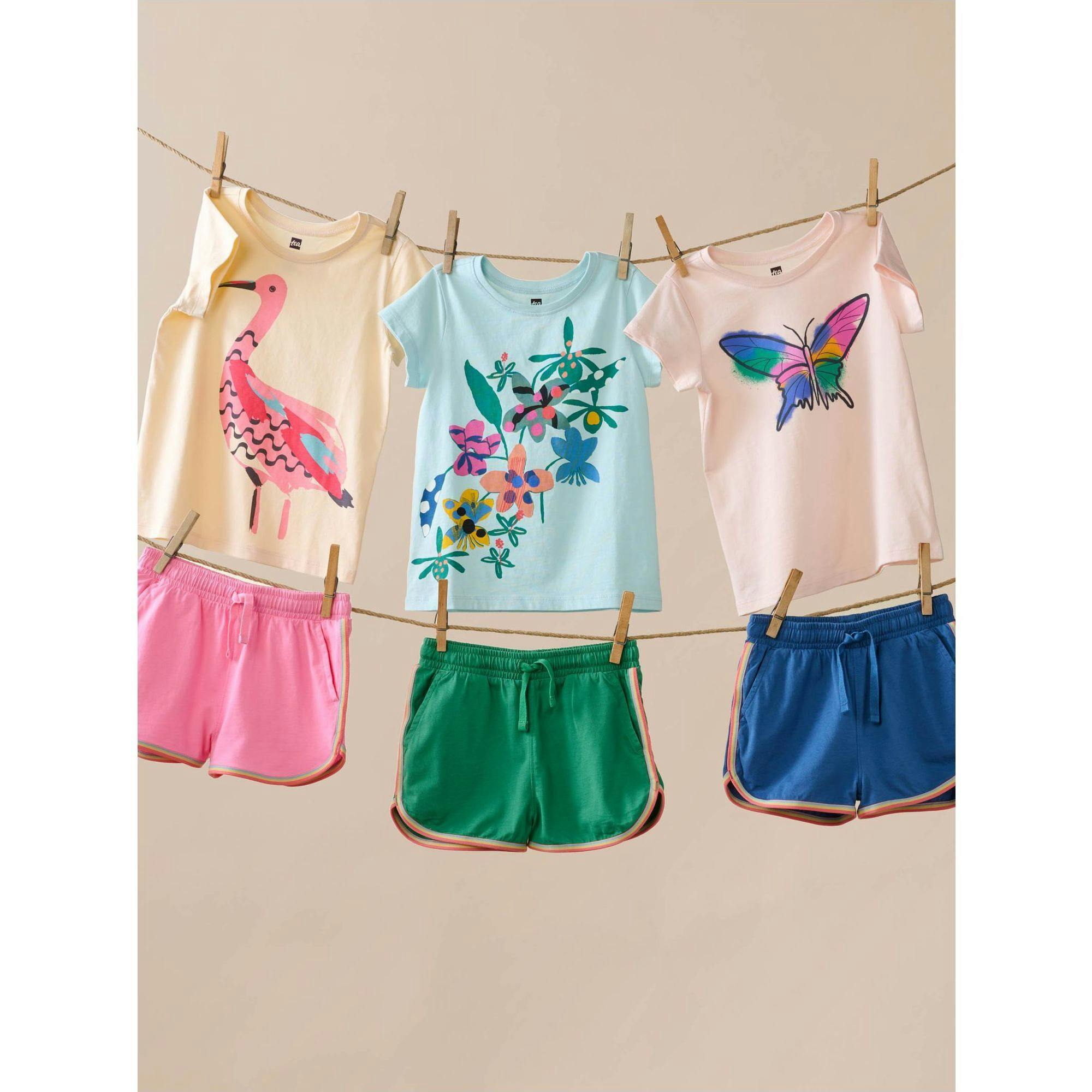 Rainbow Binding Track Shorts, Blue
