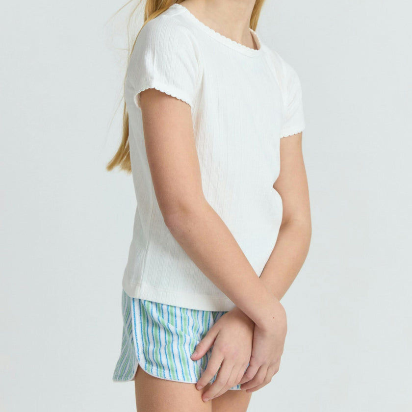 girls tamarin stripe french terry short