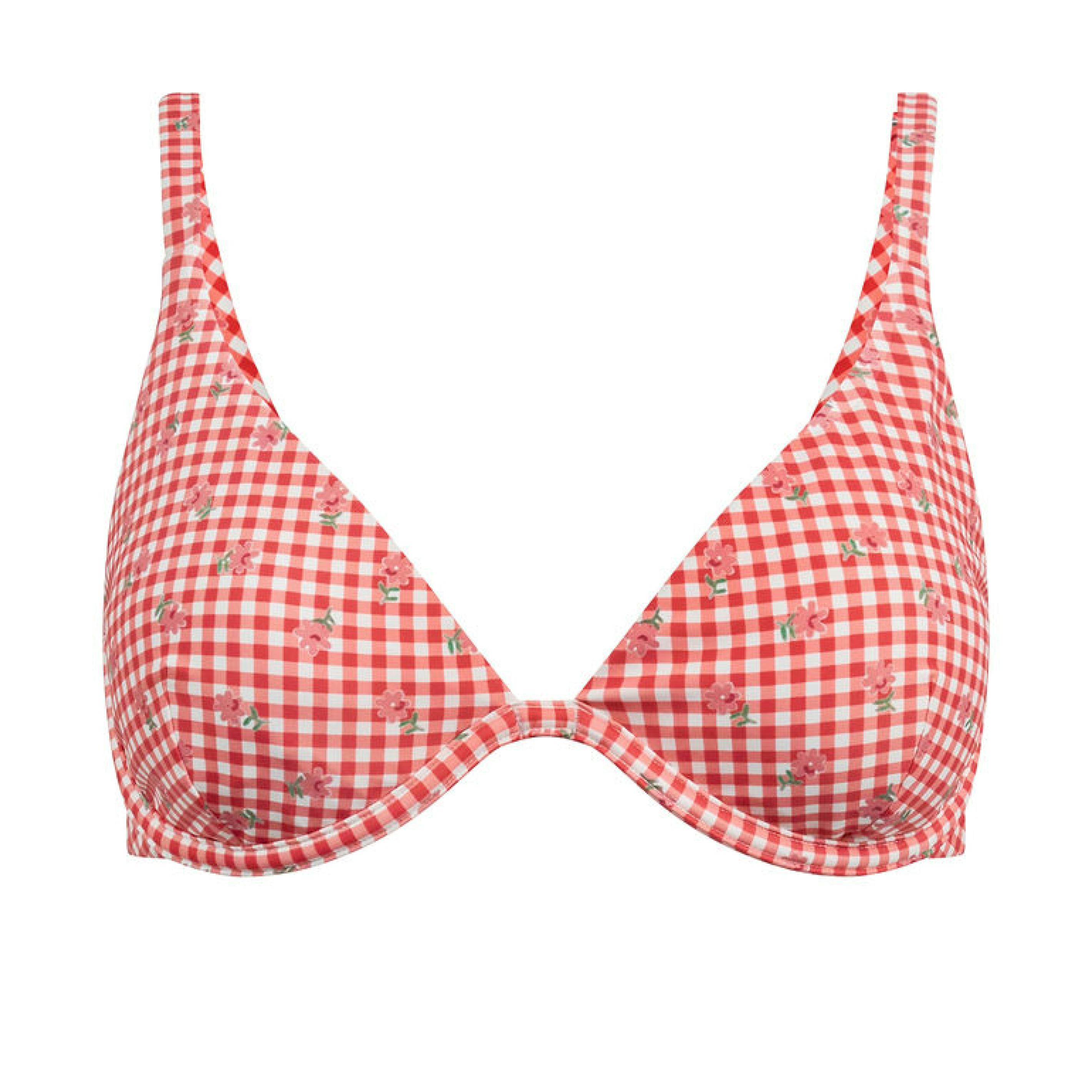 women's cranberry gingham triangle bikini top