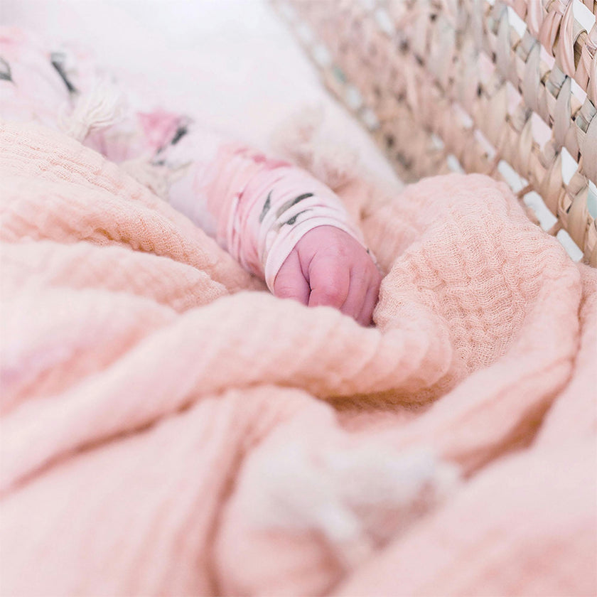 6-Layer Cotton Muslin Baby Blanket (Rose Pink)