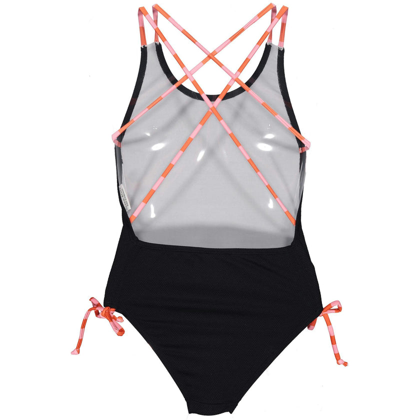 Textured Black Combo Swimsuit, Black