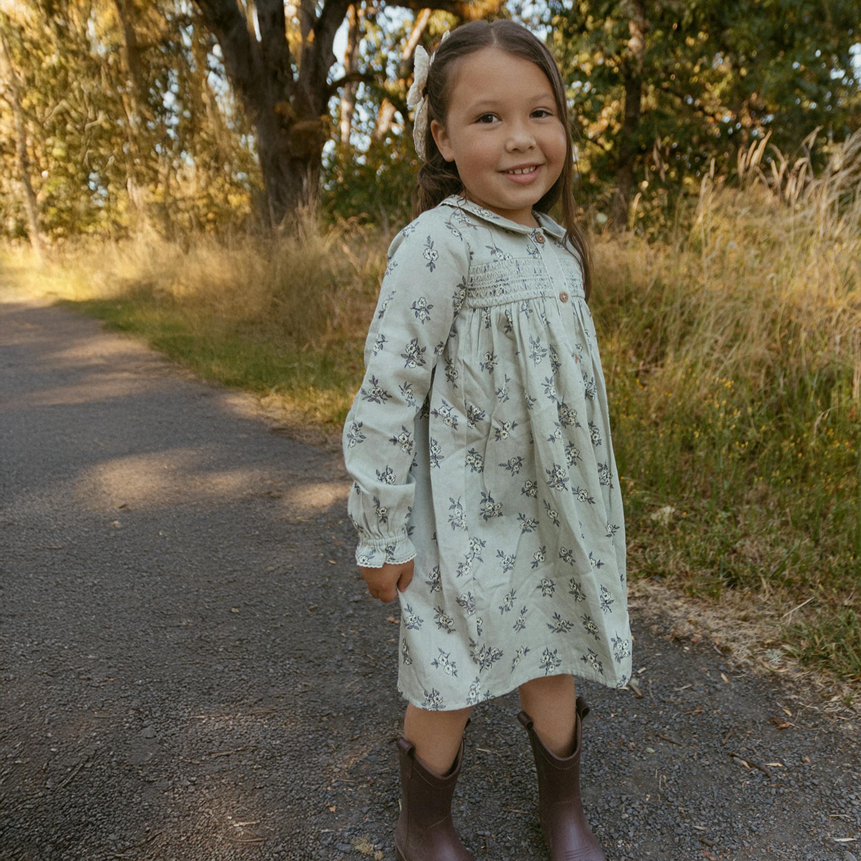 Organic Smocked Button Dress
