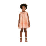 Peach Mariselle Floral Ruffle Dress