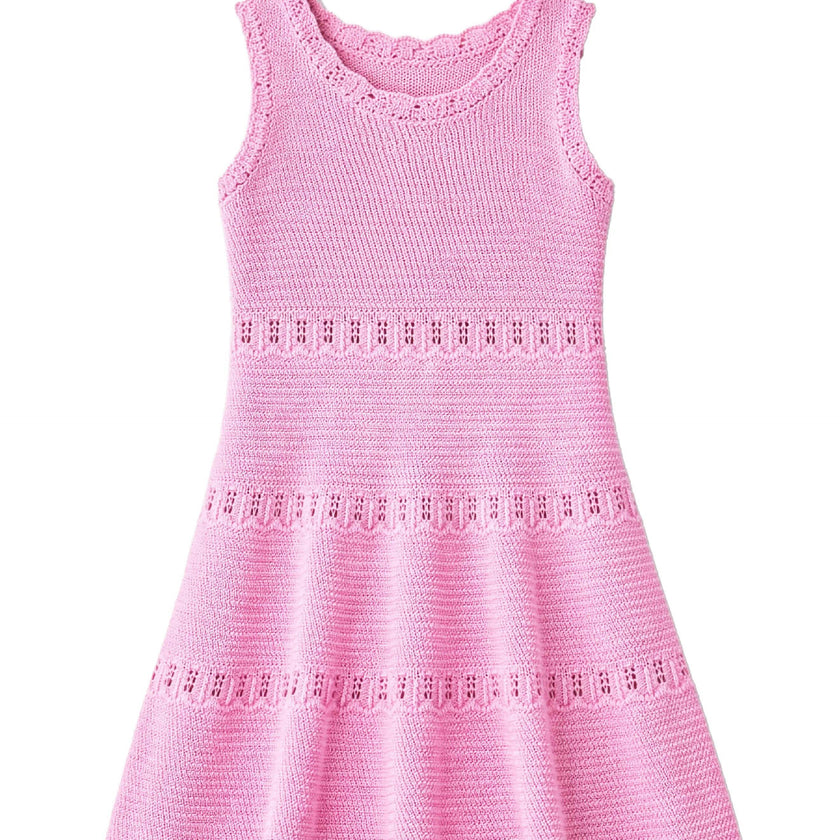 Cali Crochet Flare Summer Beach Dress - Pink