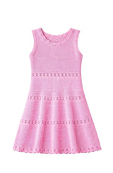 Cali Crochet Flare Summer Beach Dress - Pink