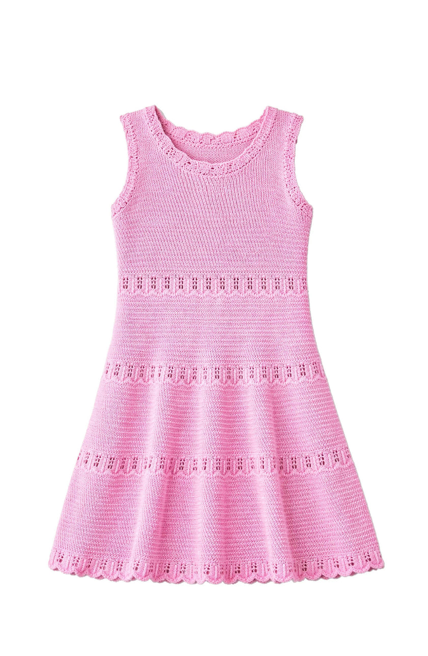 Cali Crochet Flare Summer Beach Dress - Pink