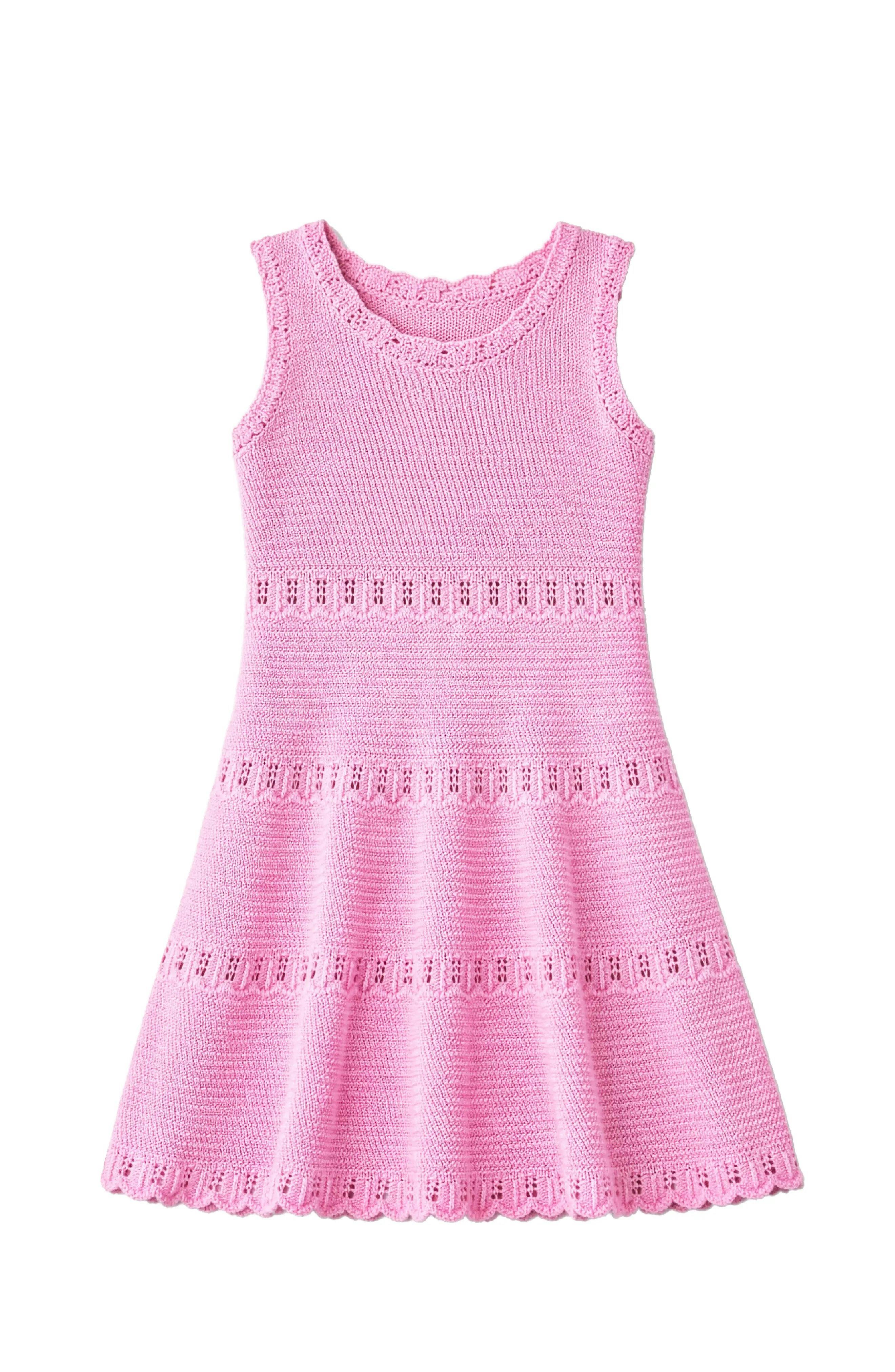 Cali Crochet Flare Summer Beach Dress - Pink