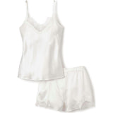 Signature Women's Silk Lace Cami Short Set in White