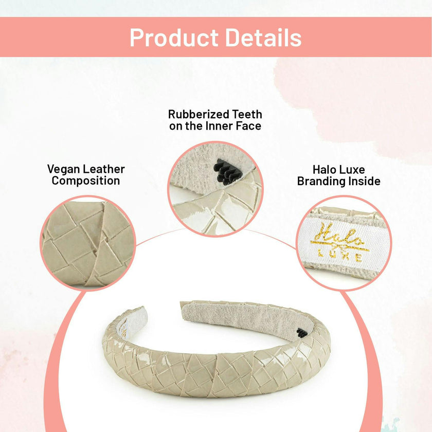Halo Luxe Poppy Braided Woven Patent Headband - Sand
