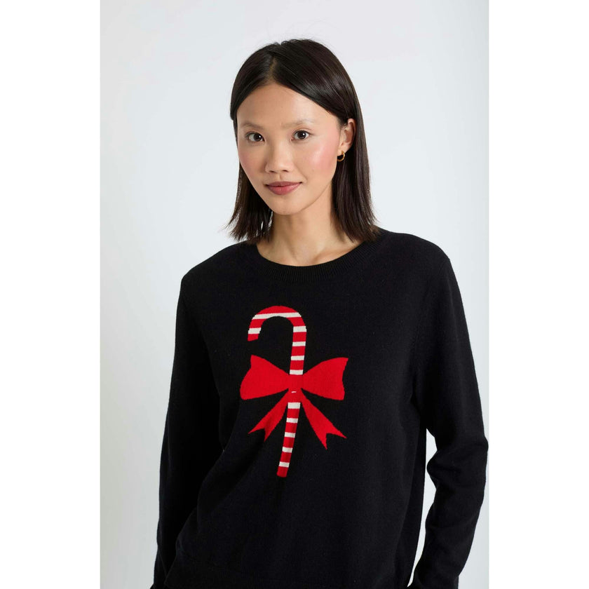 Wool-Cashmere Candy Cane Sweater