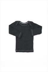 Rib Lap Shoulder Tee Long Sleeve Charcoal
