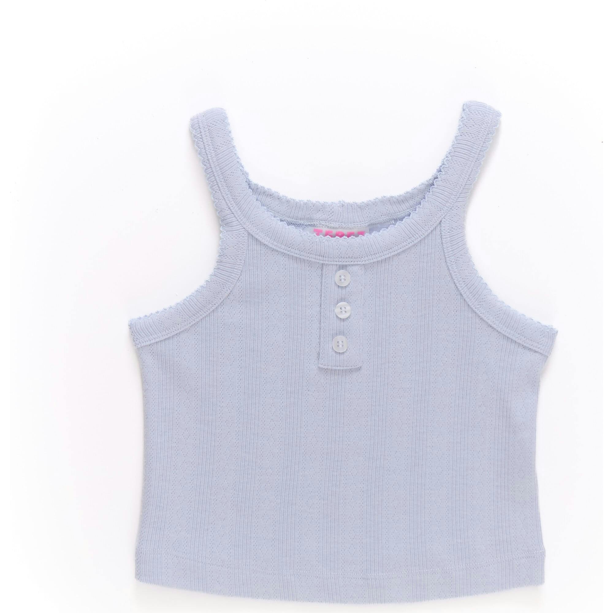 Girls Pointelle Tank in Cloud Blue