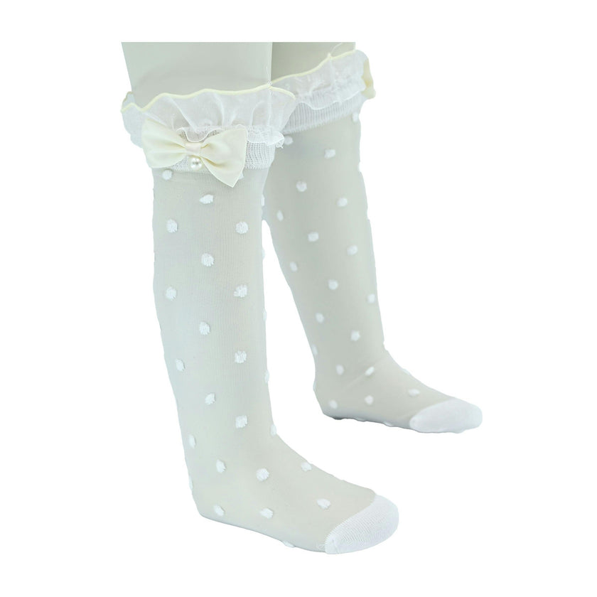 Transparent Polka-Dot Bow Trim Socks