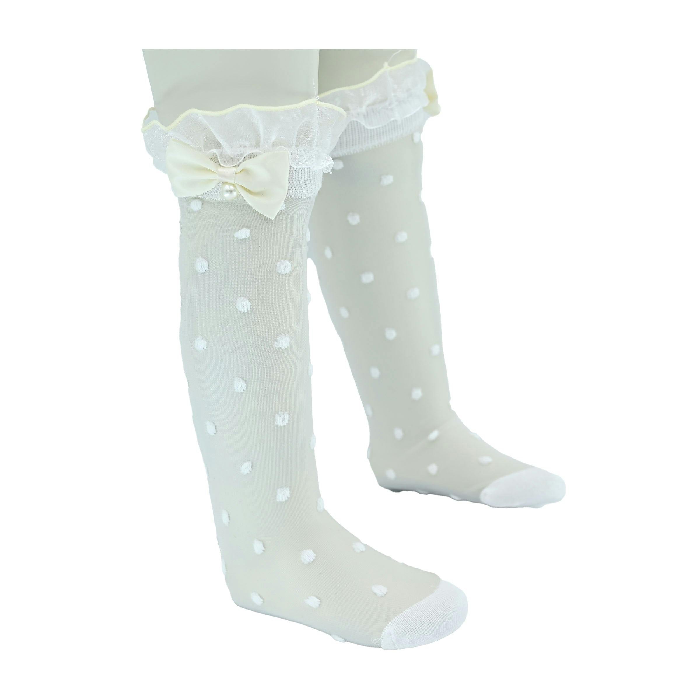 Transparent Polka-Dot Bow Trim Socks