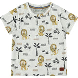 Lions Print Round Neck Short Sleeve T-Shirt