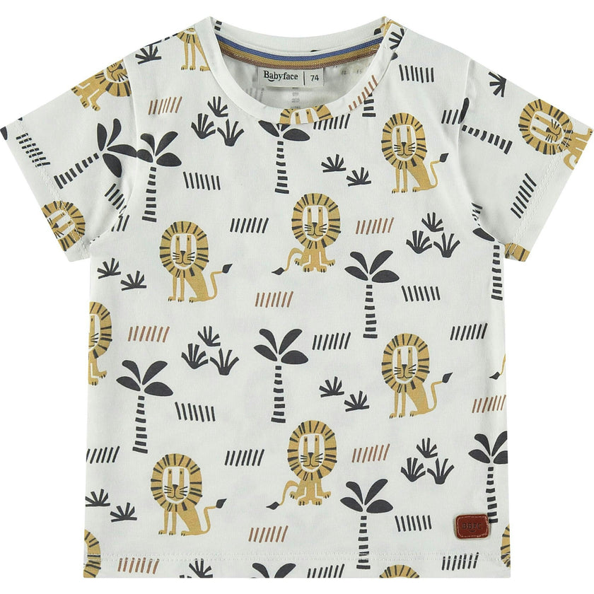 Lions Print Round Neck Short Sleeve T-Shirt