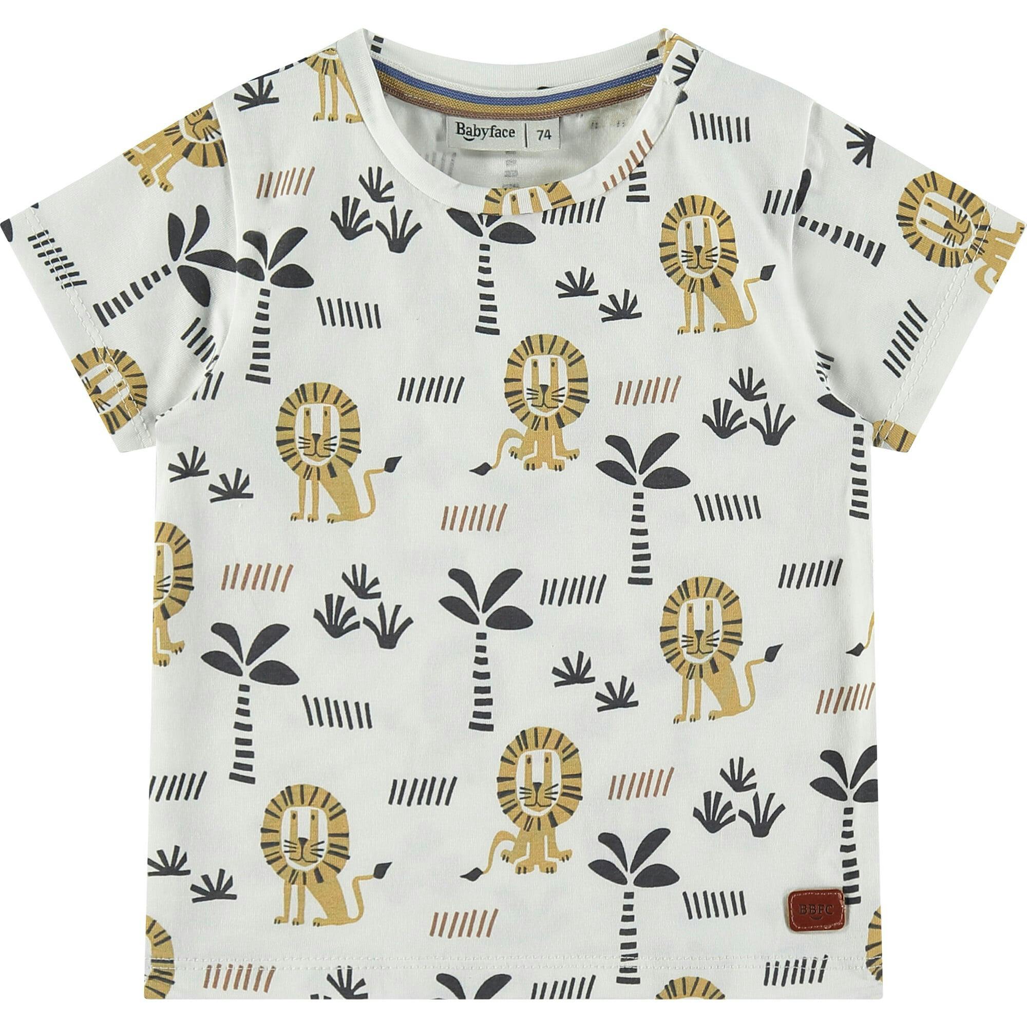 Lions Print Round Neck Short Sleeve T-Shirt