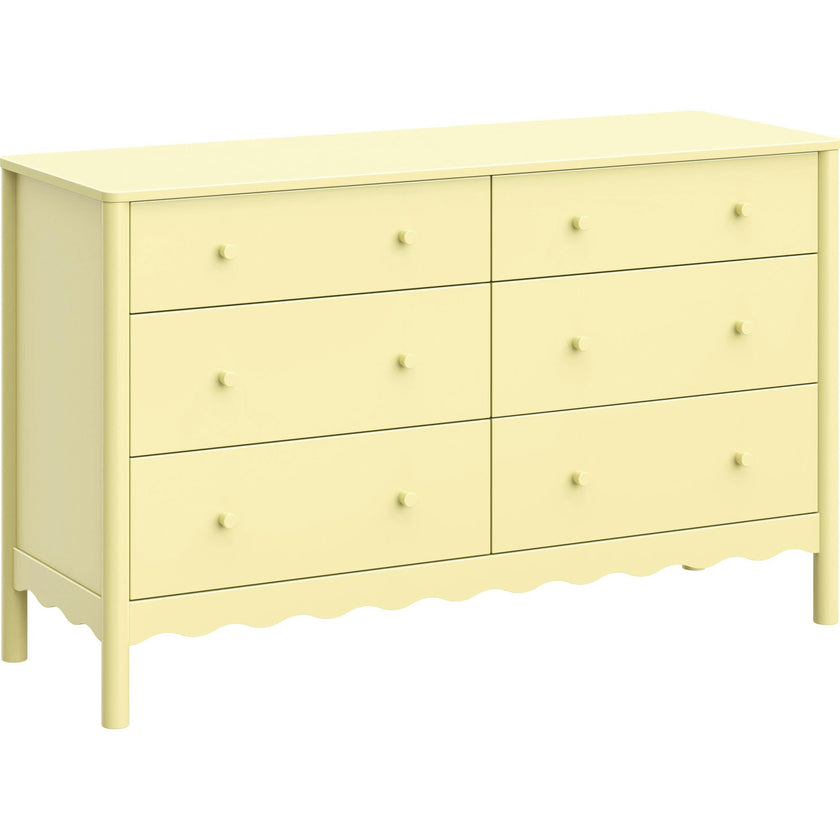 Swell 6-Drawer Assembled Dresser in Pale Yellow
