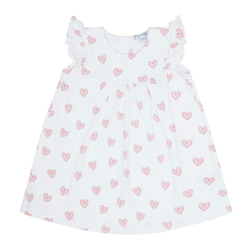 Pink Heart Print Scoop Neck Dress