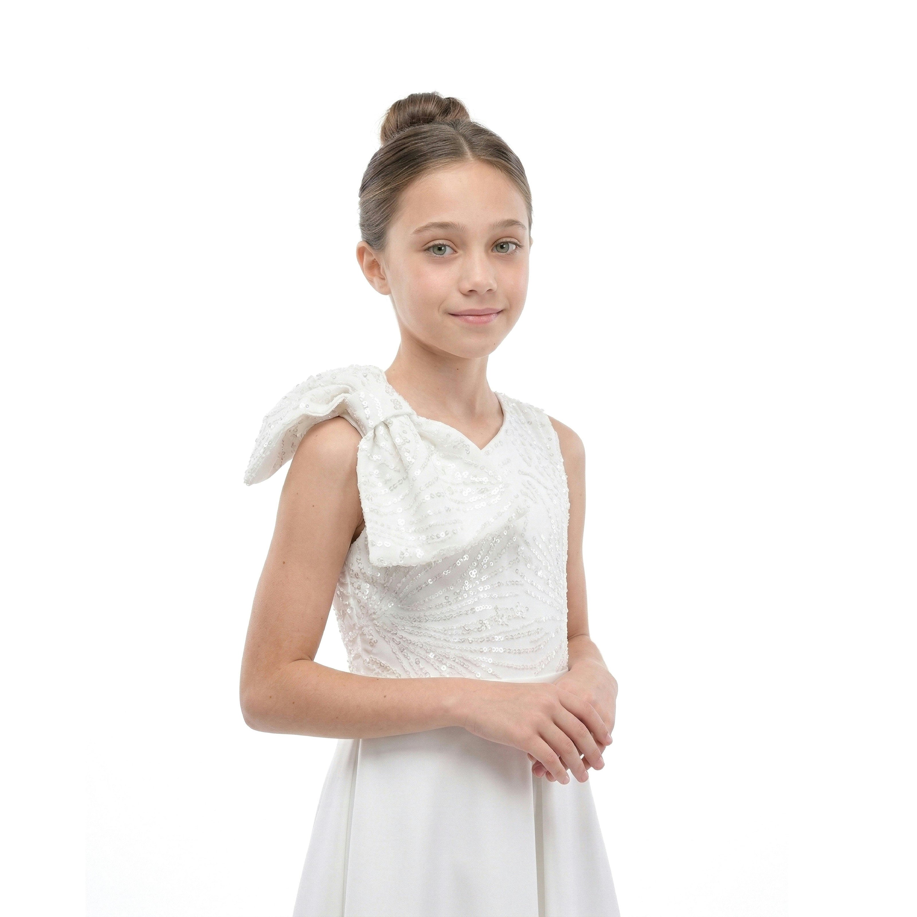 White Theia Bow-Embellished Dress